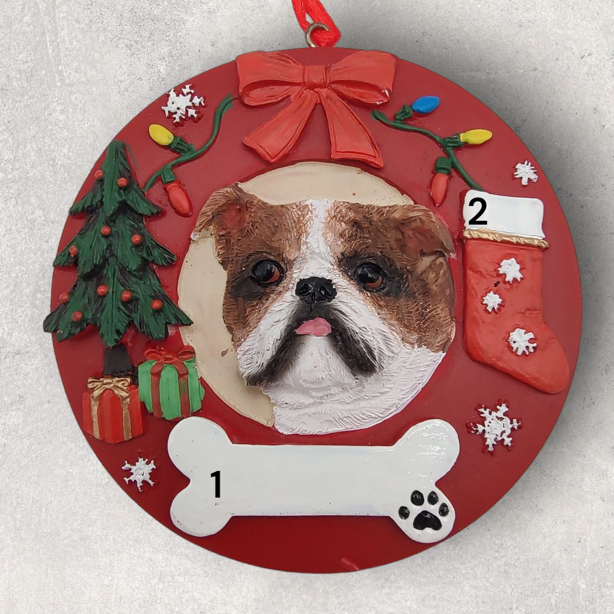 DOGS - BULLDOG - Red Wreath