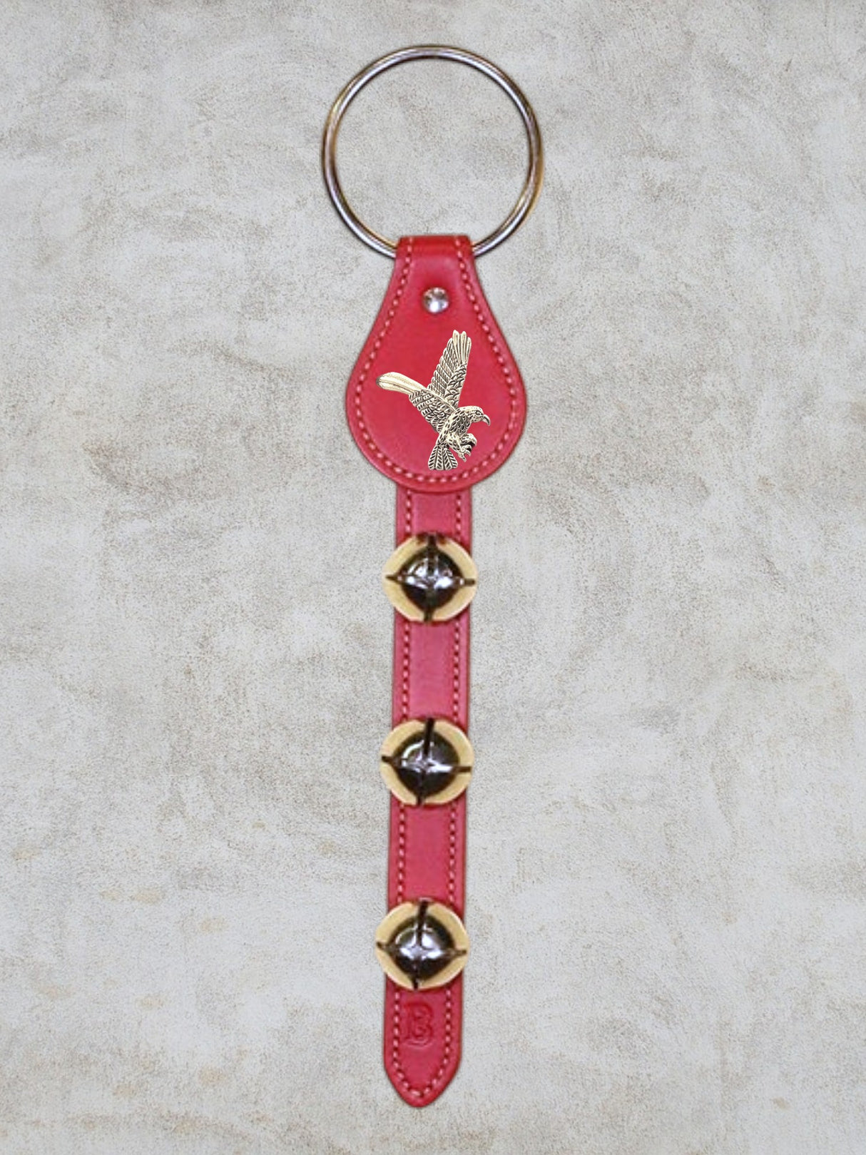 EAGLE CHARM (PATRIOTIC) above 3 Bells on Leather Strap