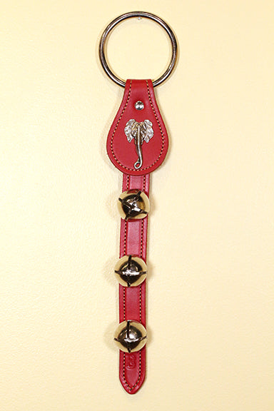 ELEPHANT HEAD CHARM above 3 Bells on Leather Strap