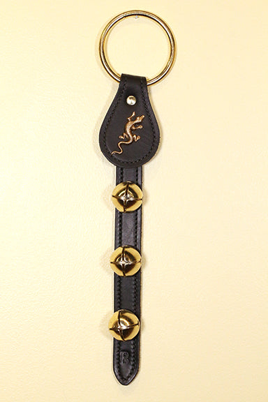 LIZARD CHARM above 3 Bells on Leather Strap