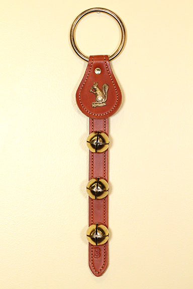 SQUIRREL CHARM above 3 Bells on Leather Strap