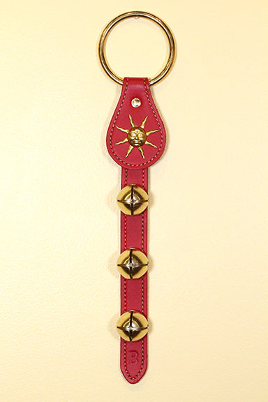 SUN CHARM (SPIKED) above 3 Bells on Leather Strap