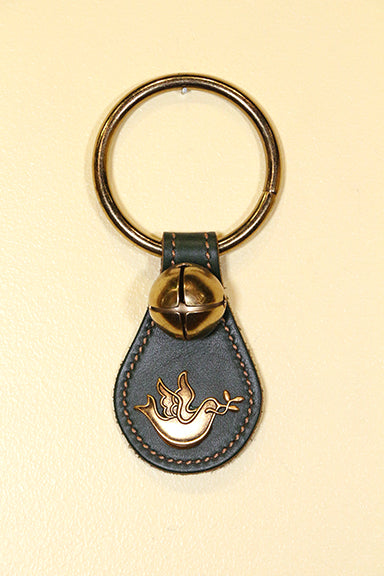 DOVE of PEACE CHARM on Leather Teardrop - 1 Bell