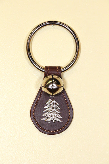 TREE (DOUBLE PINE) CHARM on Leather Teardrop - 1 Bell