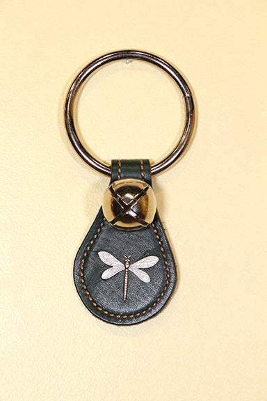 DRAGONFLY CHARM on Leather Teardrop - 1 Bell