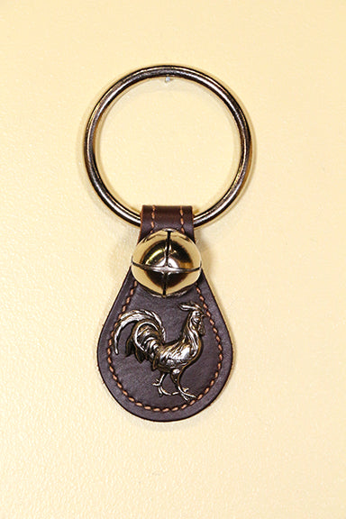 ROOSTER CHARM on Leather Teardrop, 1 Bell