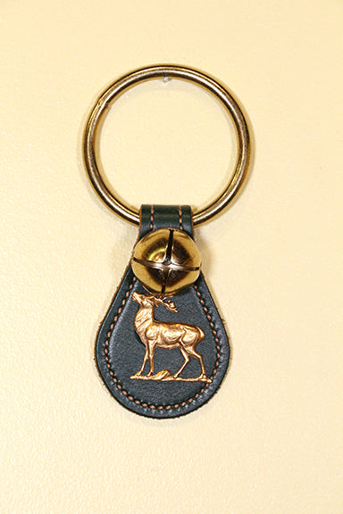 DEER / ELK / STAG CHARM on Leather Teardrop -1 Bell