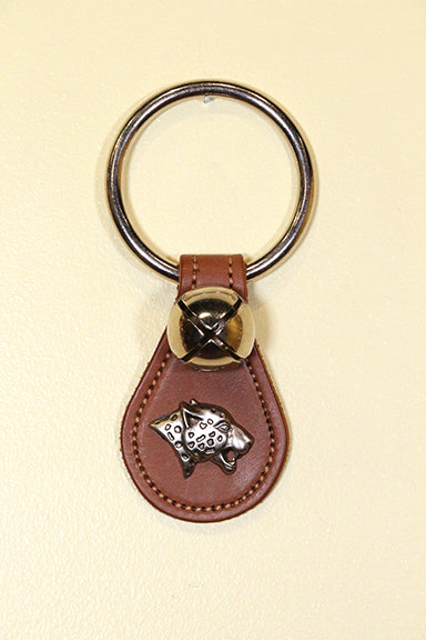 LEOPARD HEAD CHARM on Leather Teardrop, 1 Bell