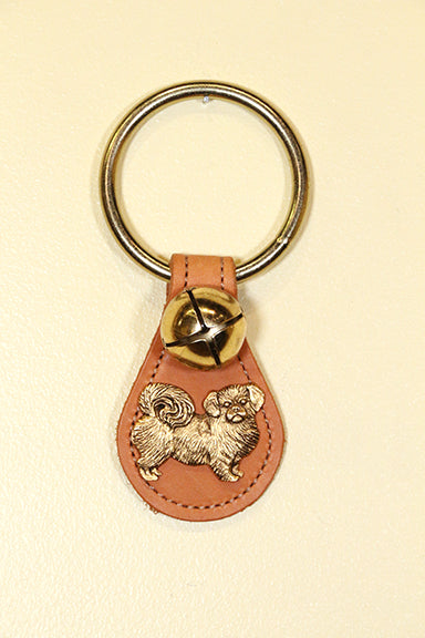 PEKINGESE CHARM on Leather Teardrop - 1 Bell