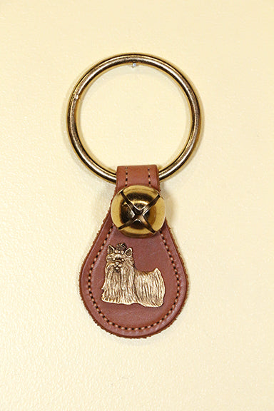 YORKIE CHARM on Leather Teardrop - 1 Bell