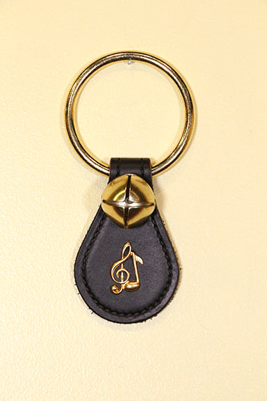 MUSIC (G CLEF & 1/8th NOTE) CHARM on Leather Teardrop - 1 Bell