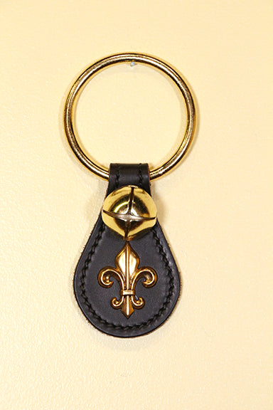 FLEUR de LIS CHARM on Leather Teardrop - 1 Bell