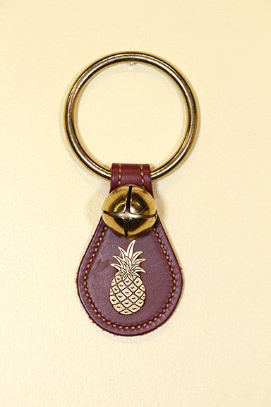 PINEAPPLE CHARM on Leather Teardrop - 1 Bell