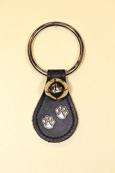 PAW PRINT CHARMS on Leather Teardrop - 1 Bell