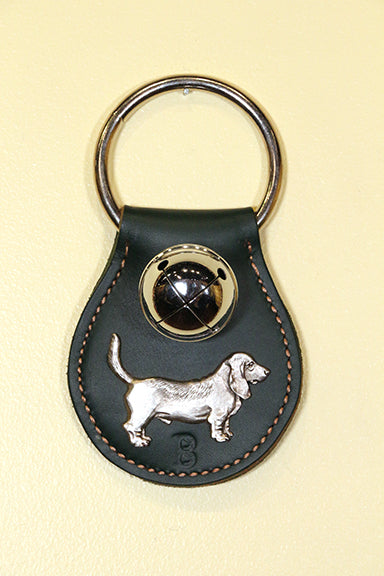 BASSET HOUND CHARM on X-Lg Leather Teardrop - 1 Bell