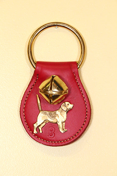 BEAGLE CHARM on X-Lg Leather Teardrop - 1 Bell