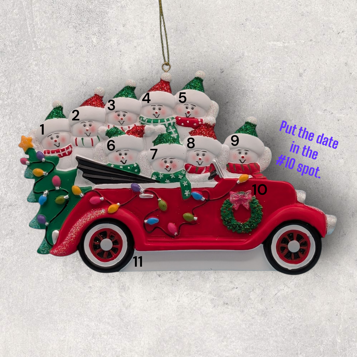 9 PASSENGERS in ANTIQUE CAR Ornament