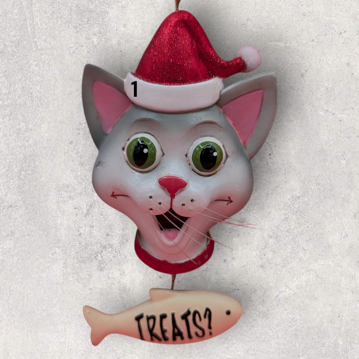 CAT in SANTA HAT Ornament - GRAY