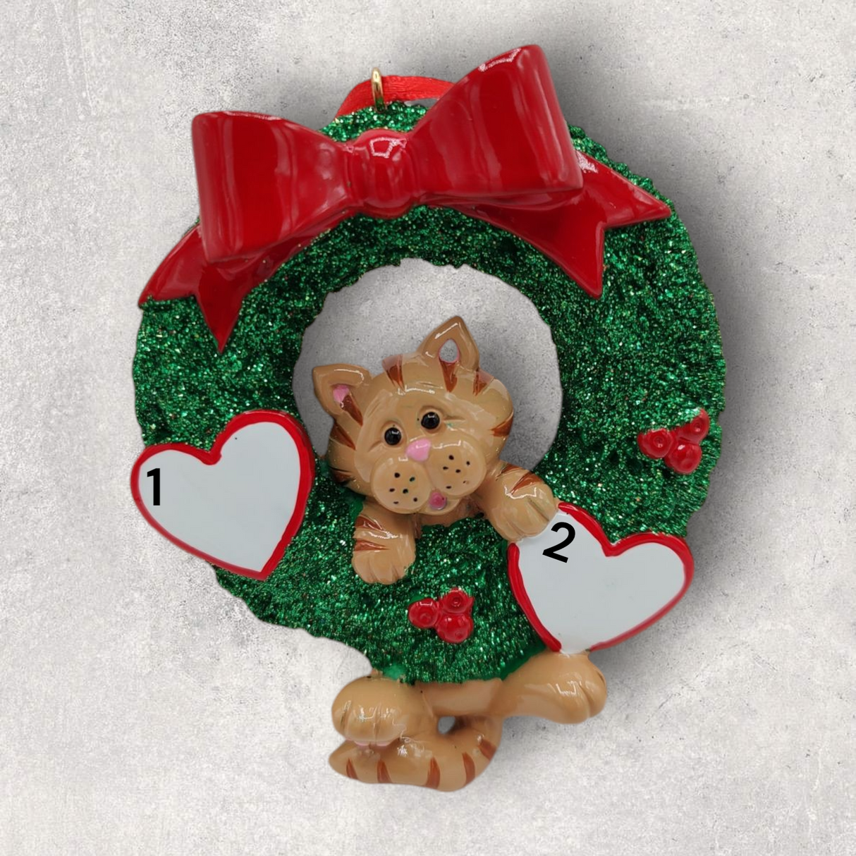 CAT in WREATH Ornament - ORANGE TIGER