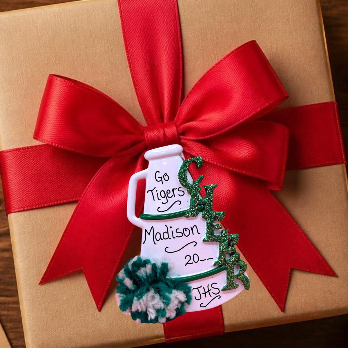 CHEER - GREEN MEGAPHONE Ornament