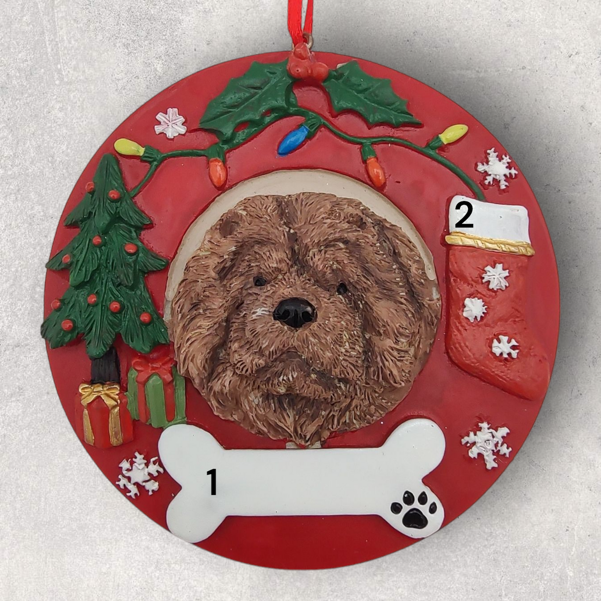 DOGS - CHOW CHOW - Red Wreath