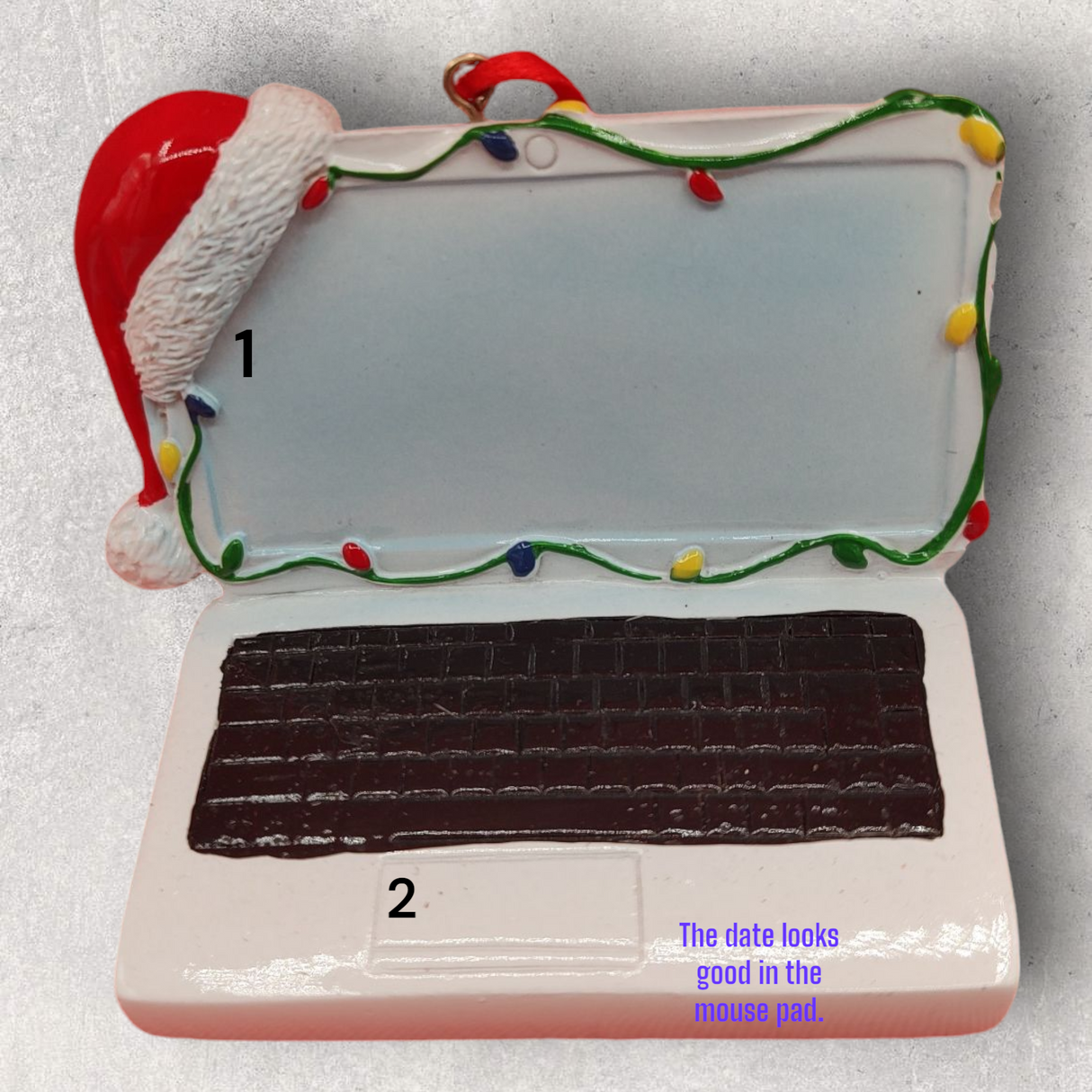 LAPTOP with SANTA HAT Ornament