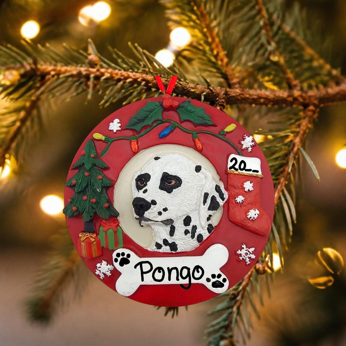 DOGS - DALMATIAN - Red Wreath