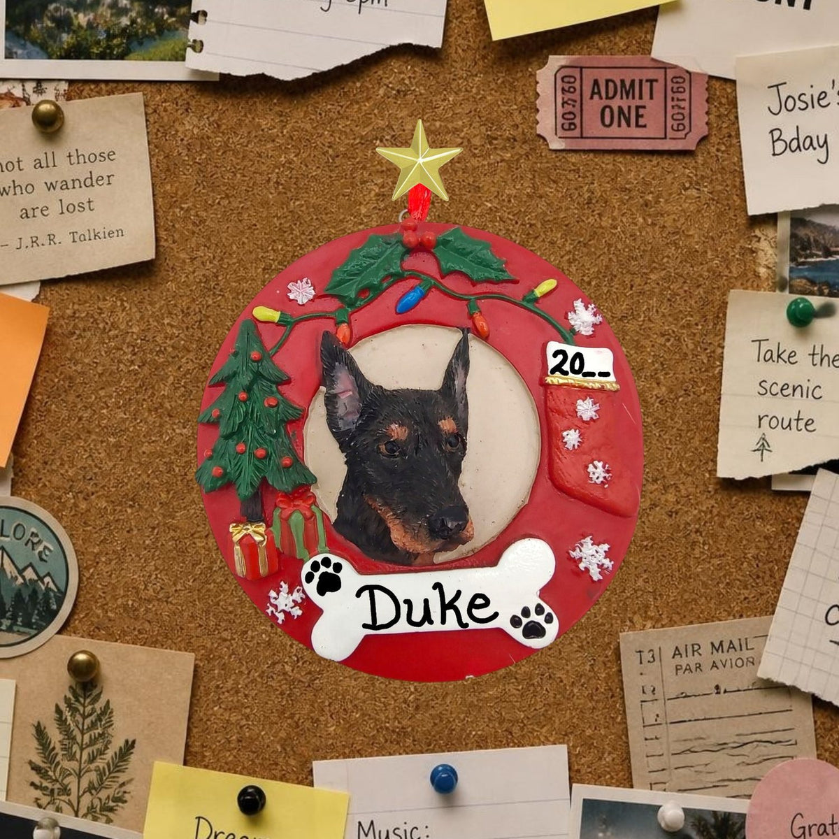 DOGS - DOBERMAN - Red Wreath