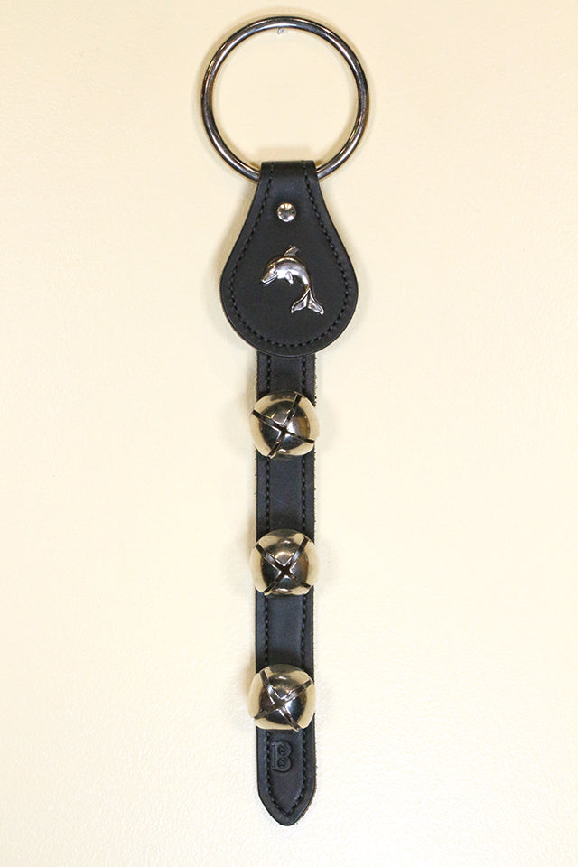 DOLPHIN CHARM above 3 Bells on Leather Strap