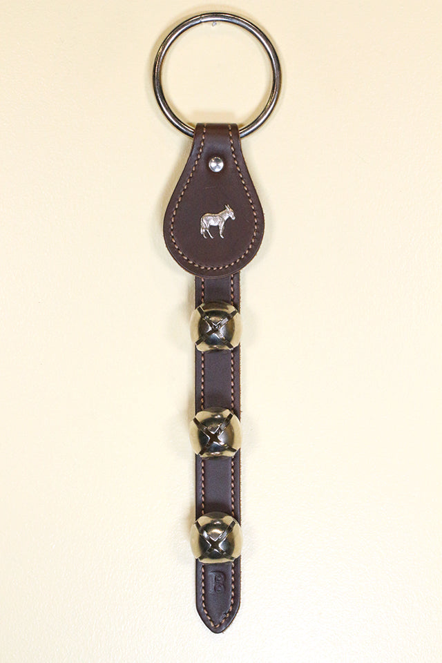 DONKEY CHARM above 3 Bells on Leather Strap