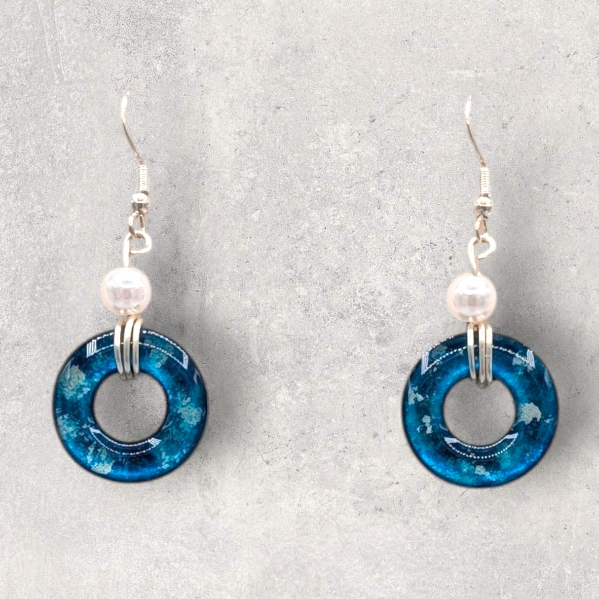 LOOPS JEWELRY - Blue Earrings - Pearl Bead
