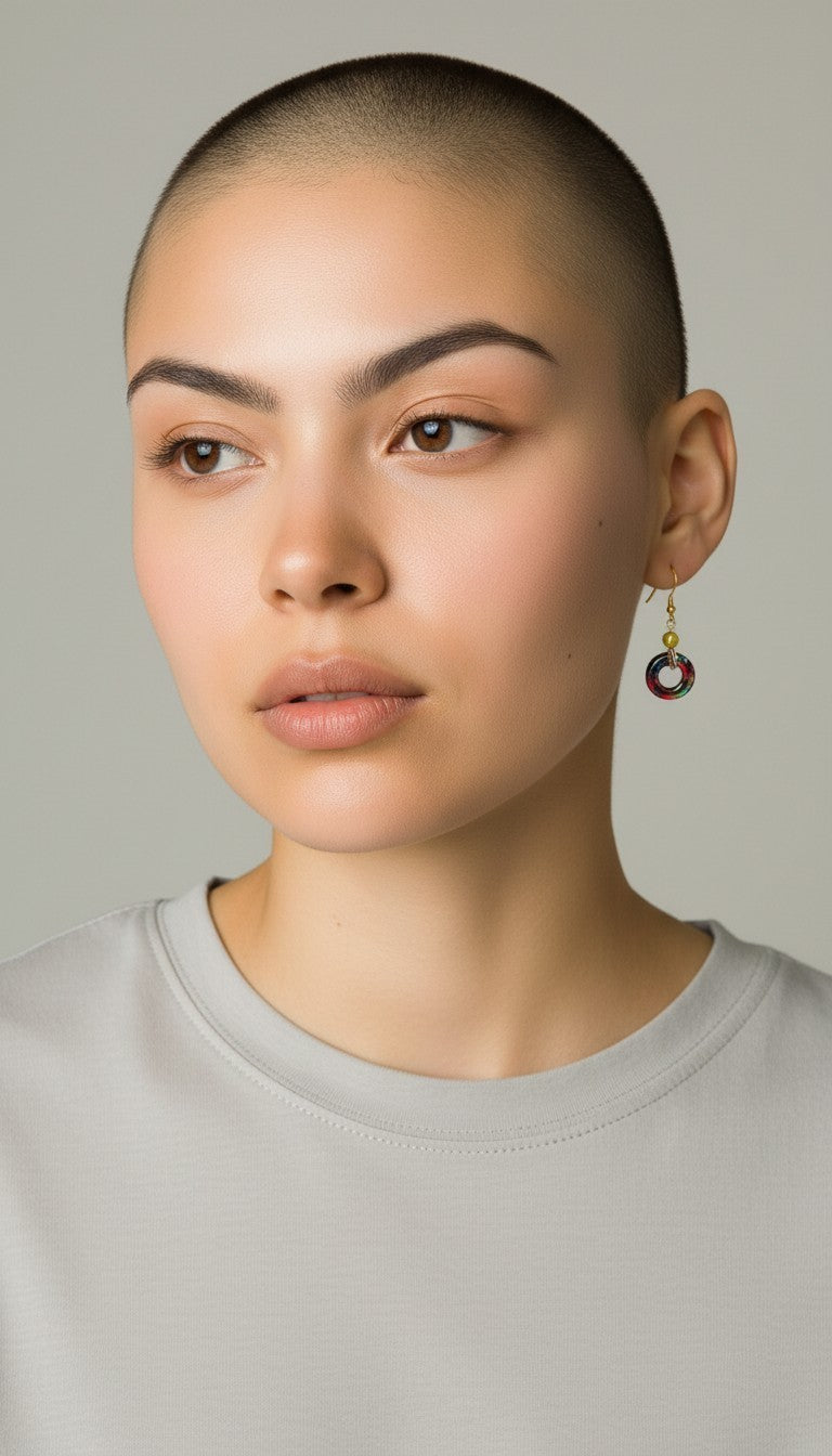 Jewelry - Multi-Colored Swirl Earrings - Gold Beads