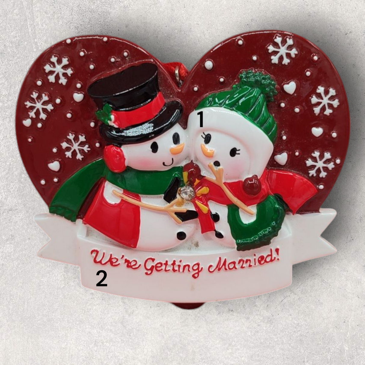 ENGAGED SNOW COUPLE - "We're Getting Married!" Ornament