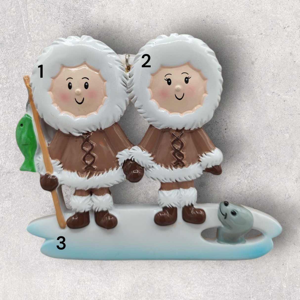 2 ICE FISHING FAMILY Ornament