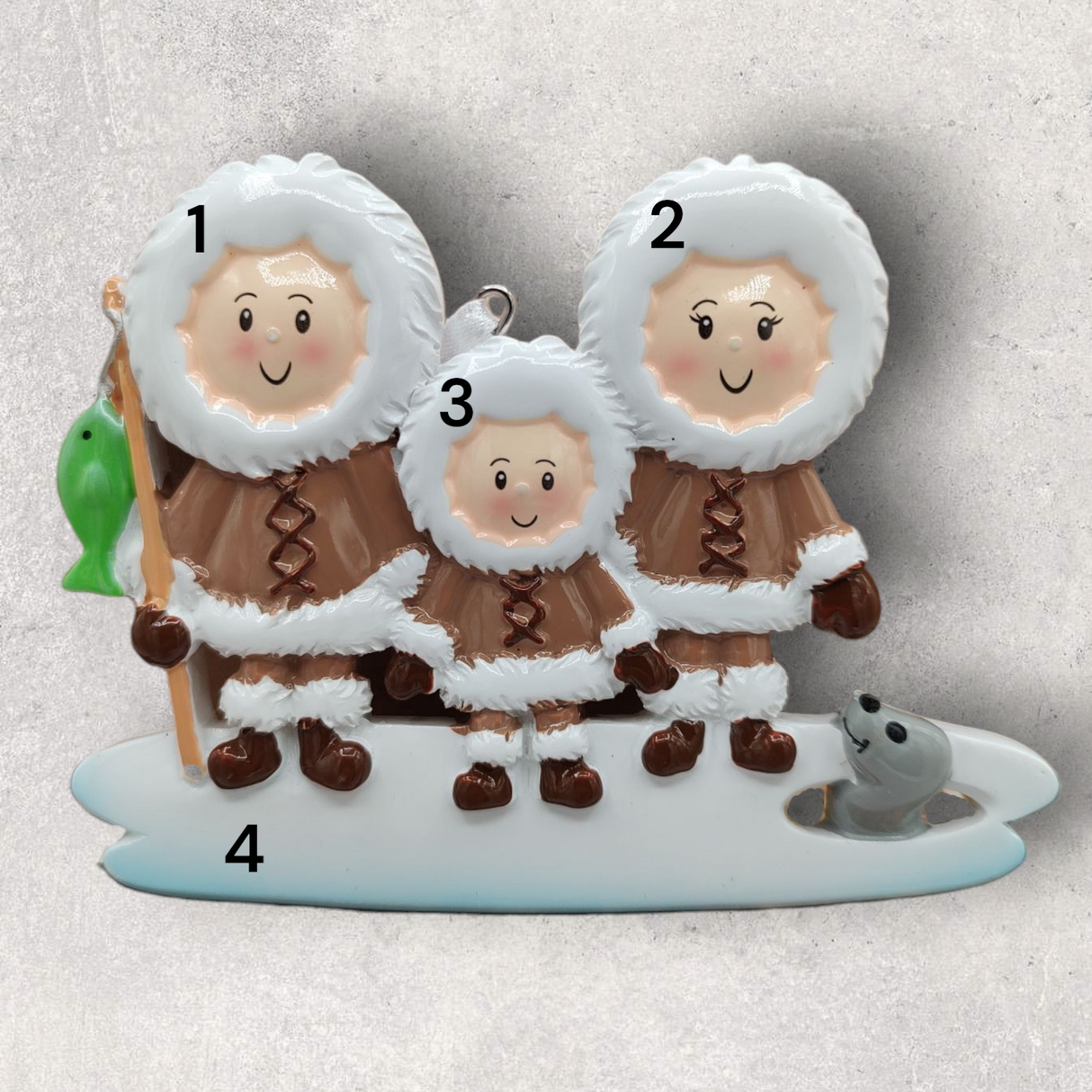 3 ICE FISHING FAMILY Ornament