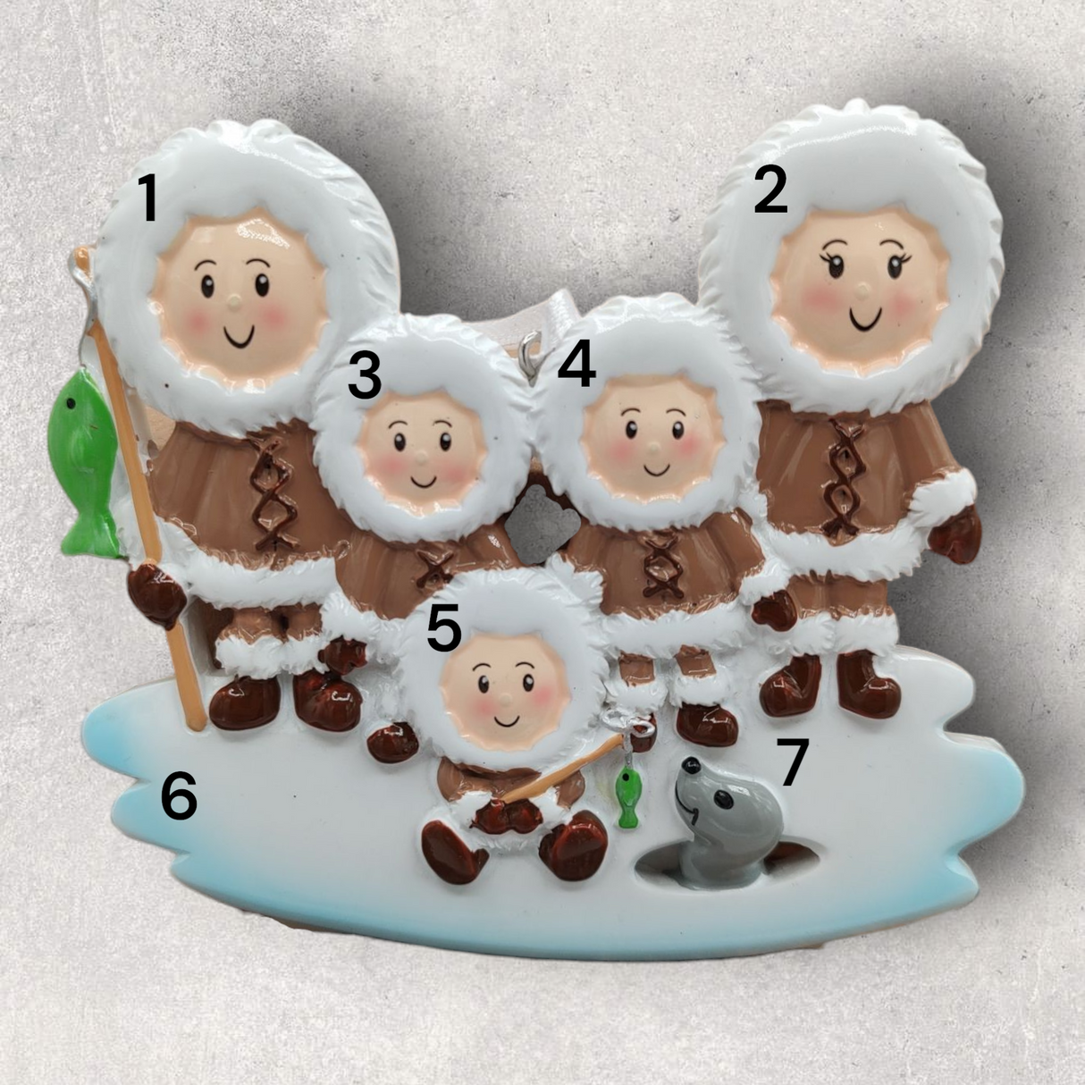 5 ICE FISHING FAMILY Ornament