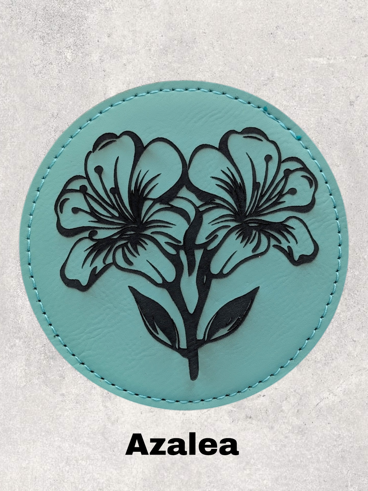 LEATHERETTE FLOWER COASTER SET - TEAL