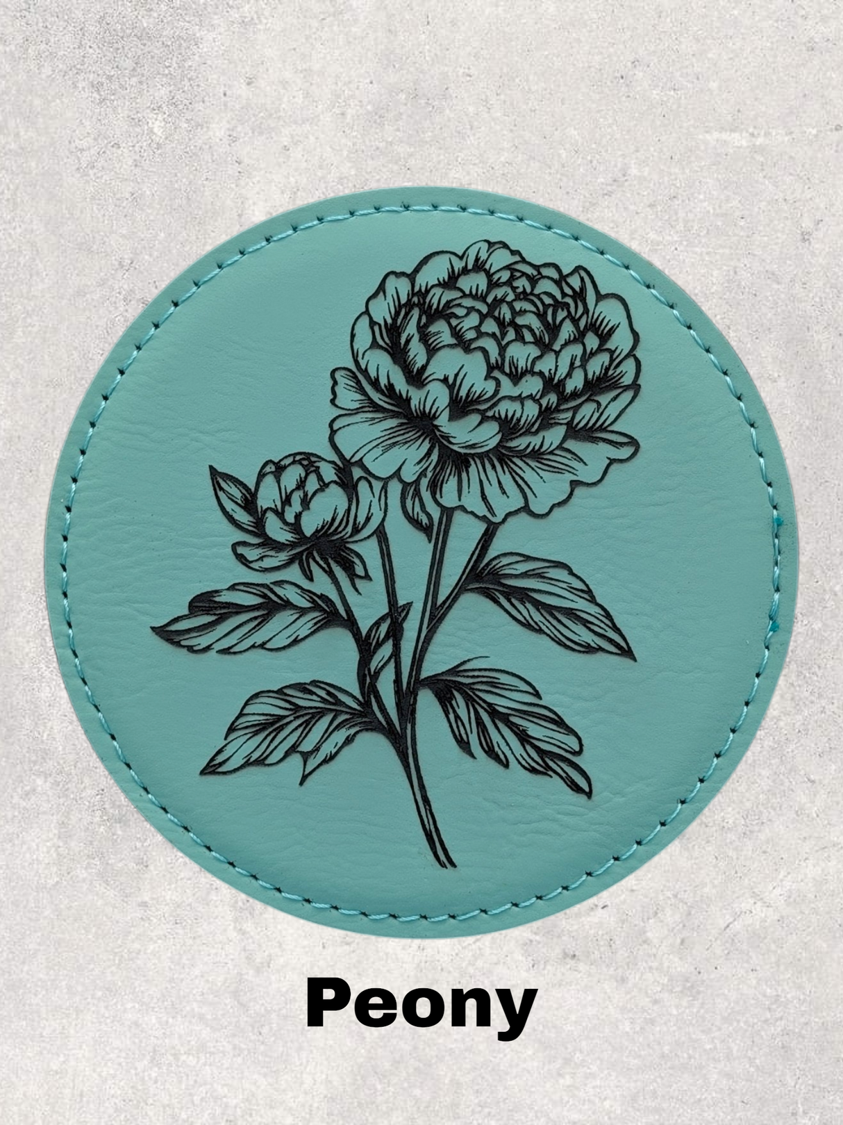 LEATHERETTE FLOWER COASTER SET - TEAL