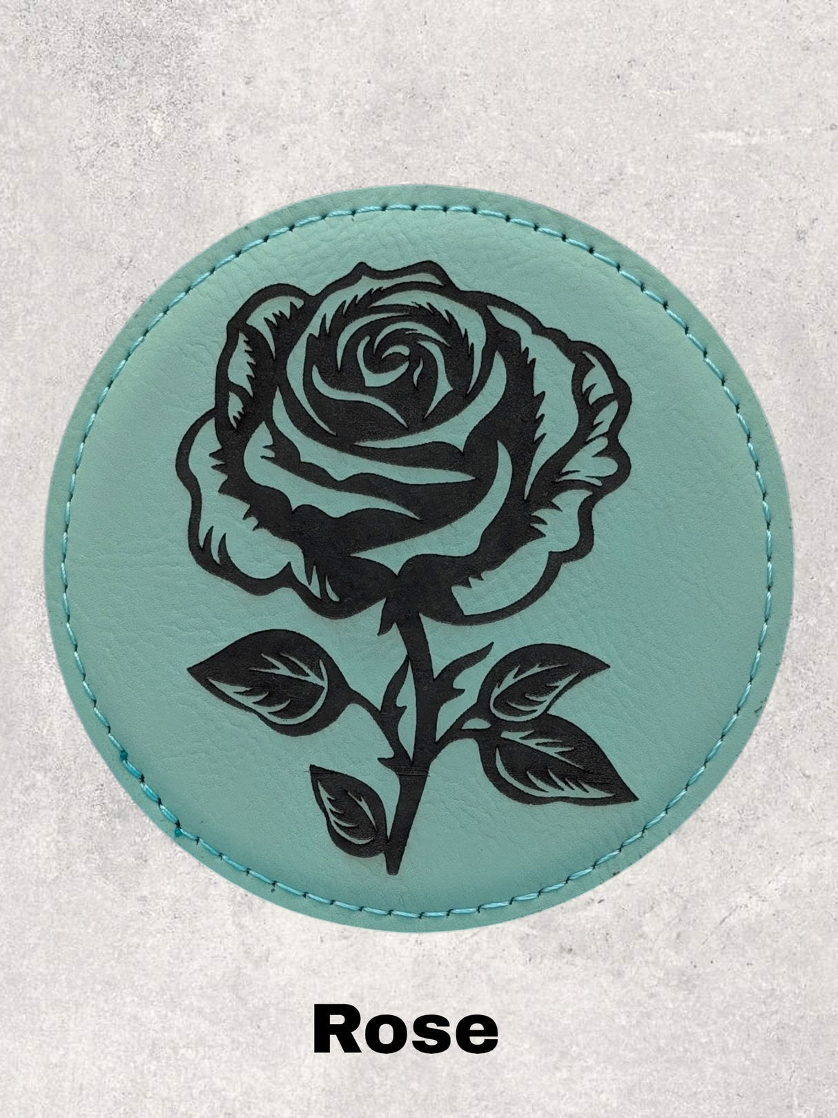 LEATHERETTE FLOWER COASTER SET - TEAL