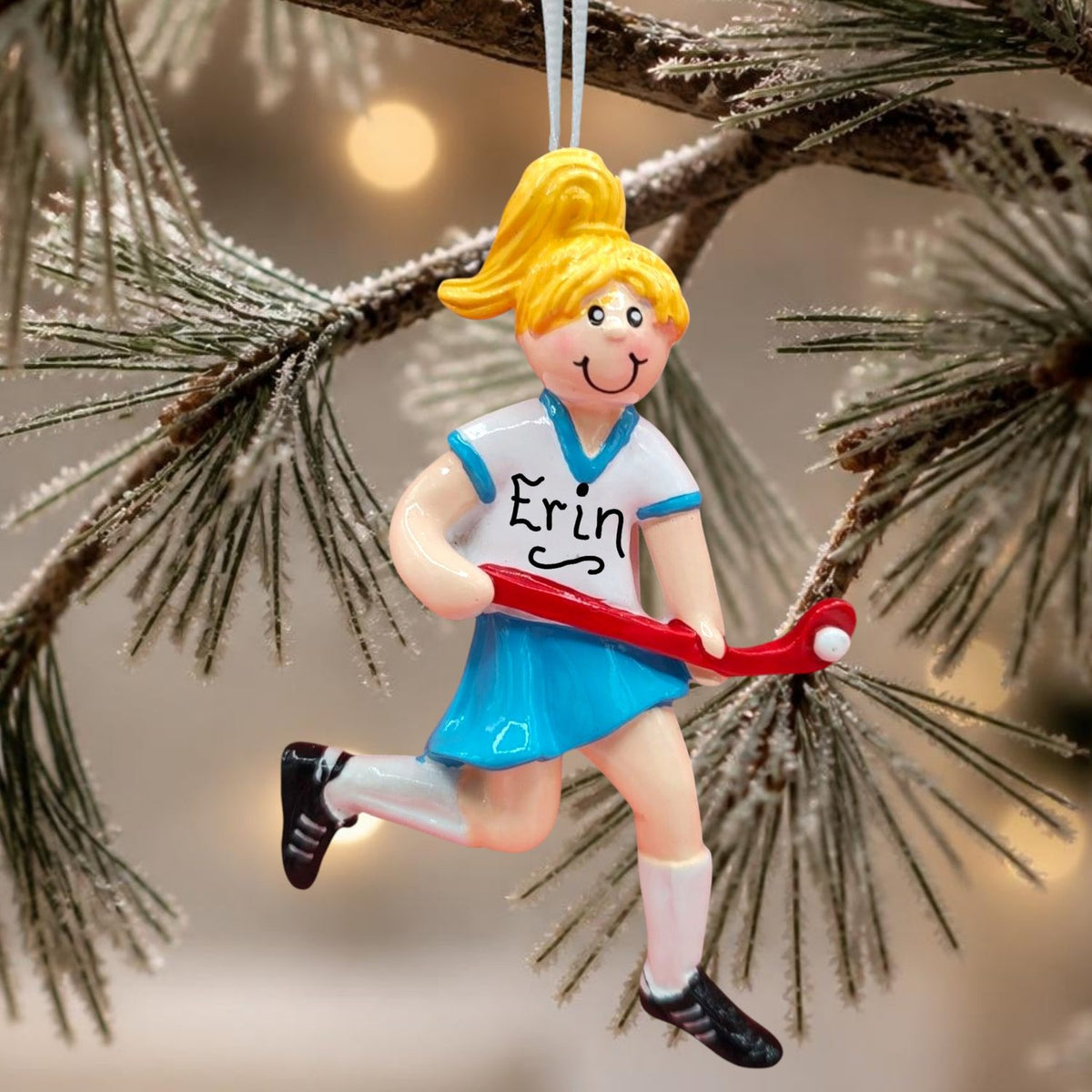 Field Hockey Ornament - Blonde Girl