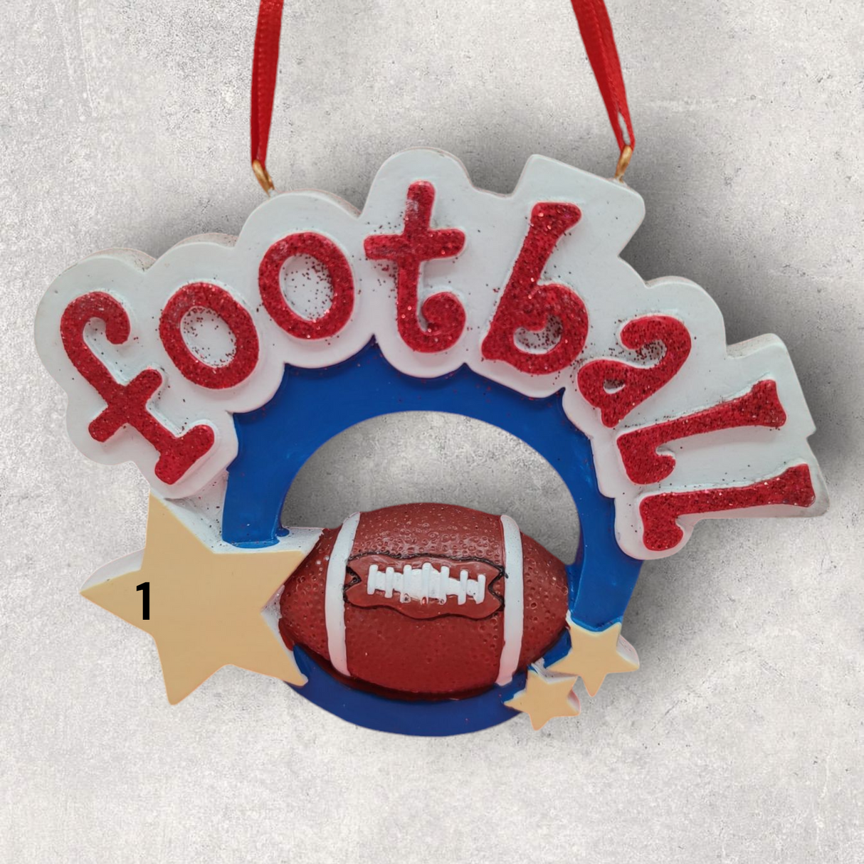 FOOTBALL Ornament with WORD & STARS