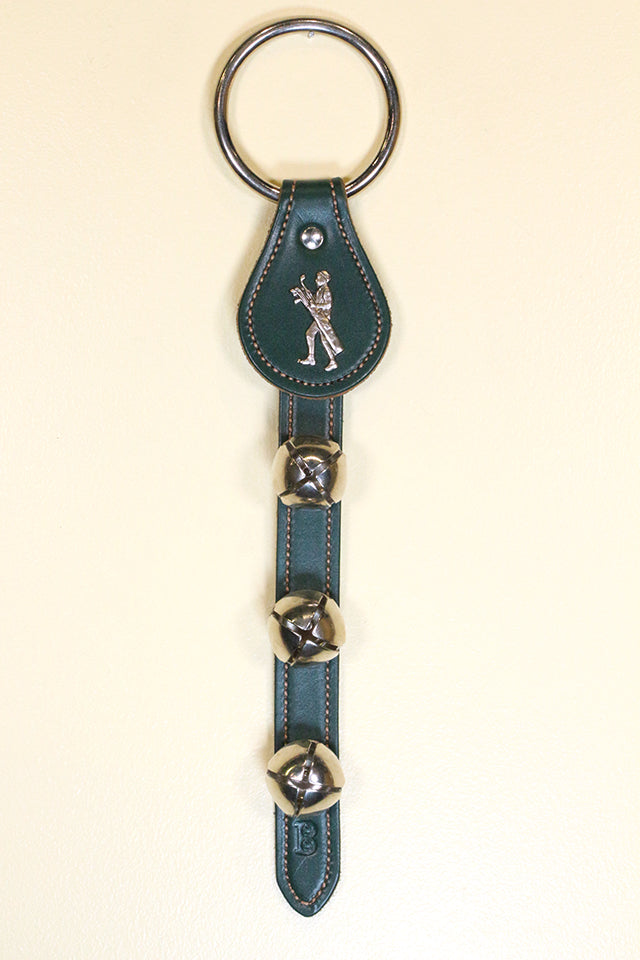GOLFER CHARM above 3 Bells on Leather Strap