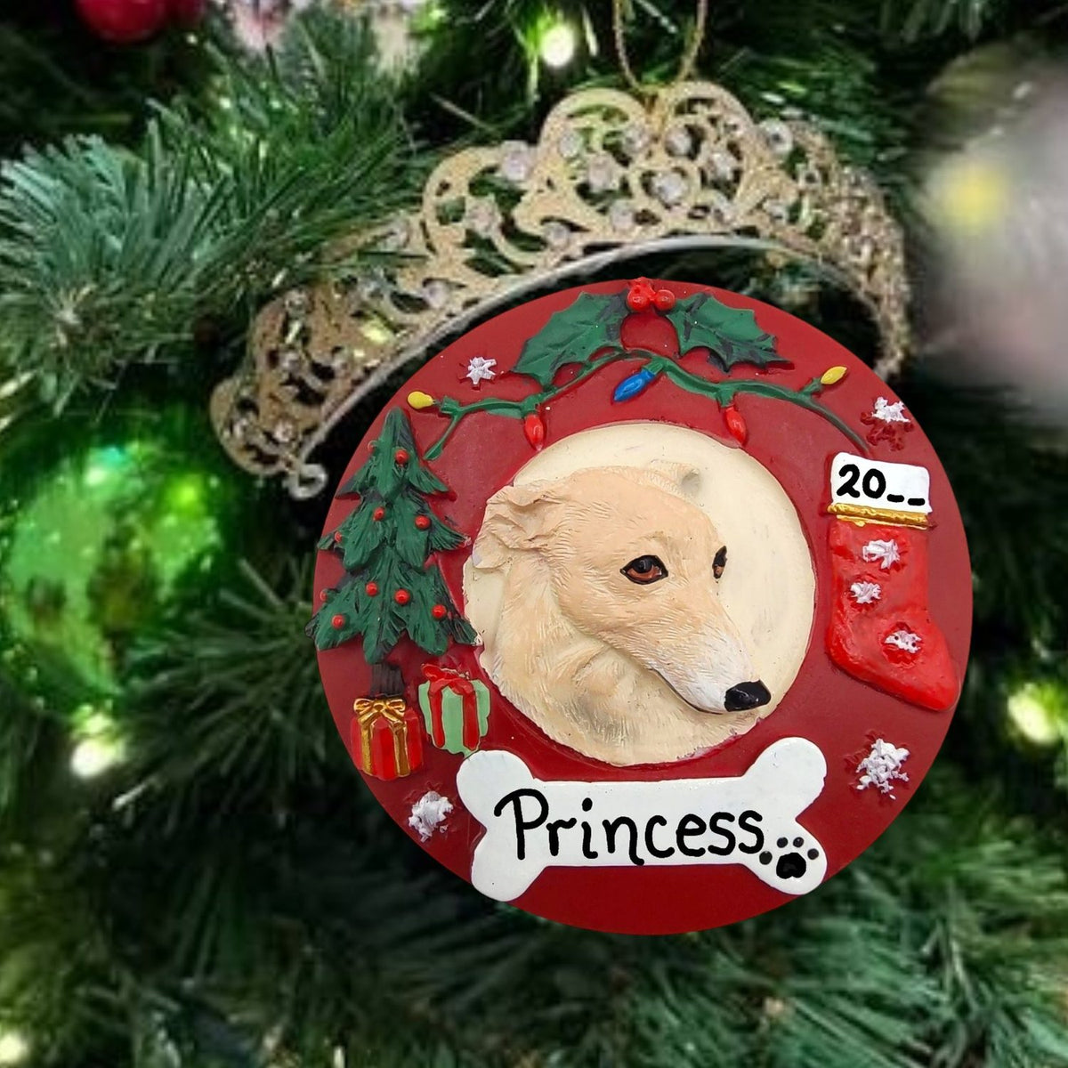 DOGS - GREYHOUND (FAWN) - Red Wreath