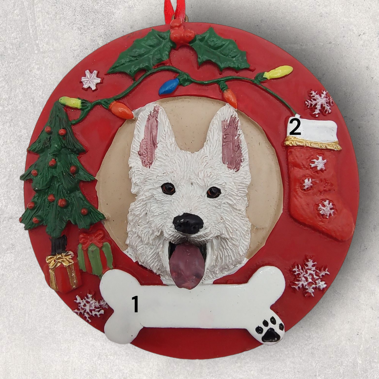 DOGS - GERMAN SHEPHERD (WHITE) - Red Wreath