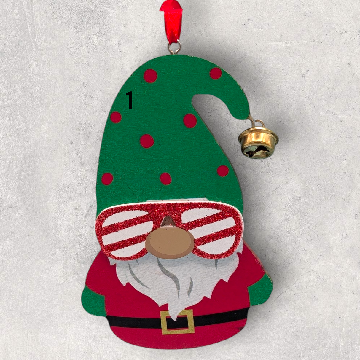 CHRISTMAS GNOME / SANTA with SUNGLASSES Ornament