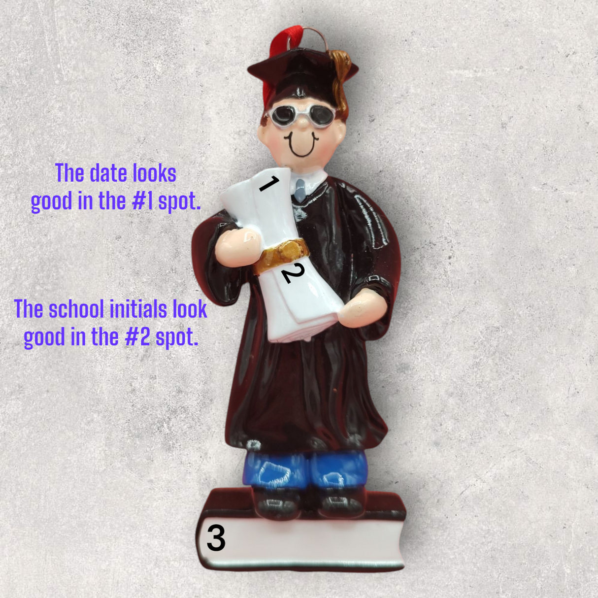 GRADUATION Ornament - MALE - BRUNETTE - LIGHT SKIN