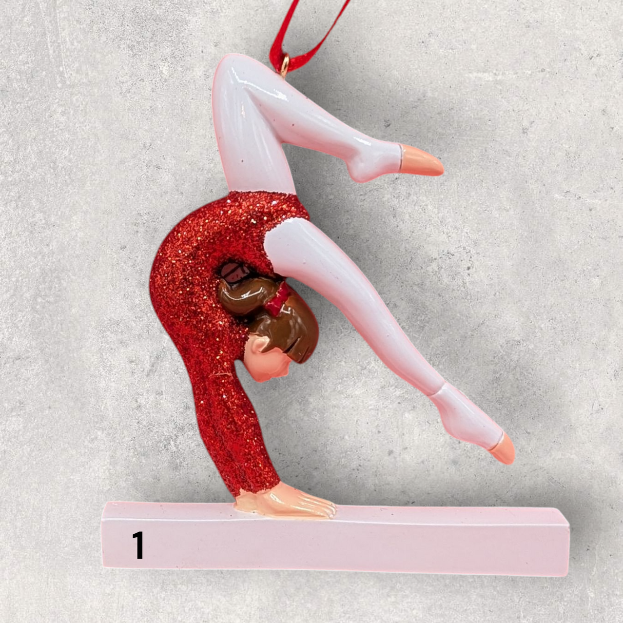 GYMNAST Ornament - RED GLITTER
