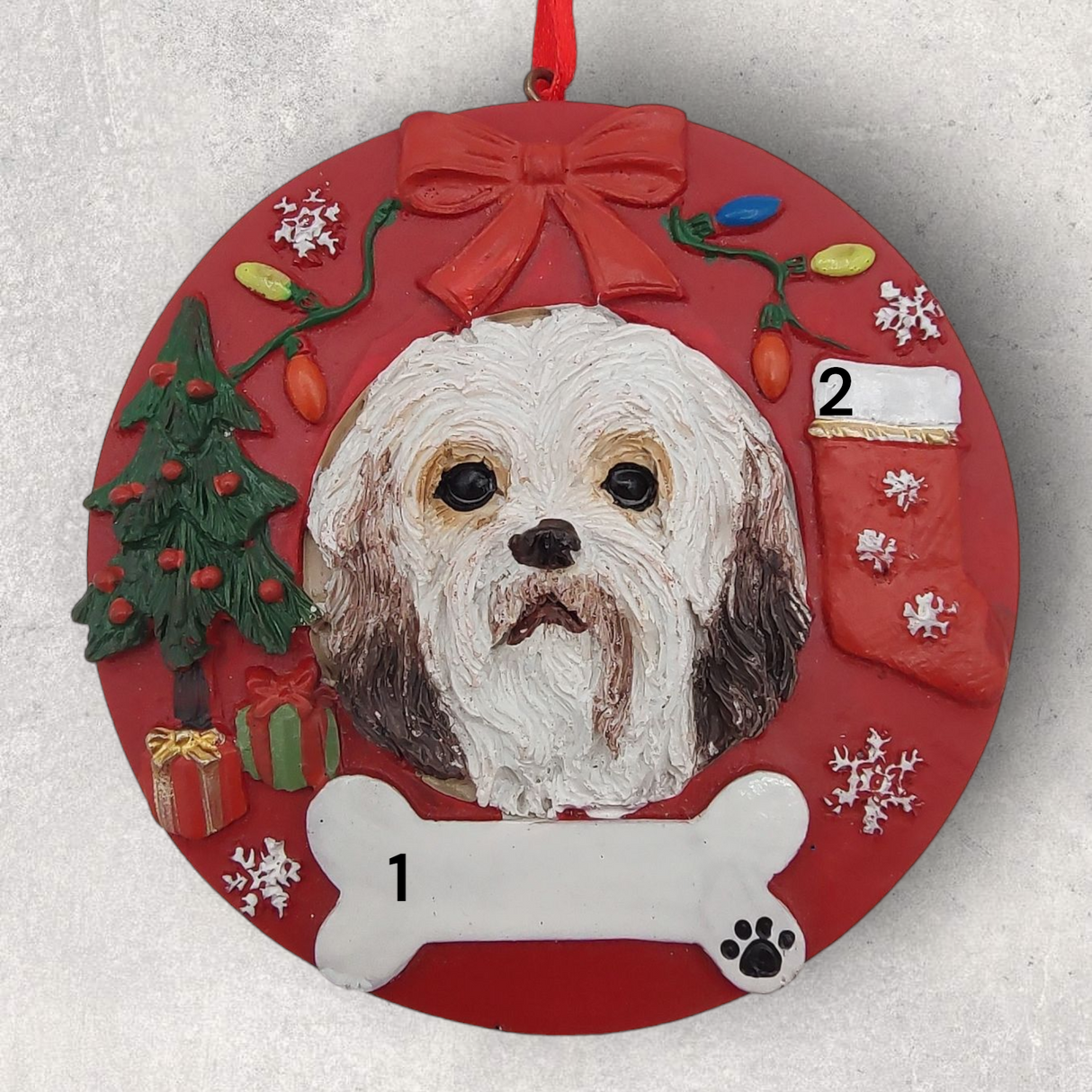 DOGS - HAVANESE - Red Wreath