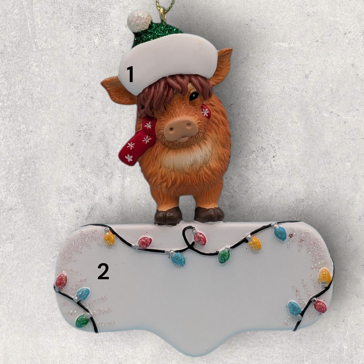 HIGHLAND COW with SANTA HAT Ornament