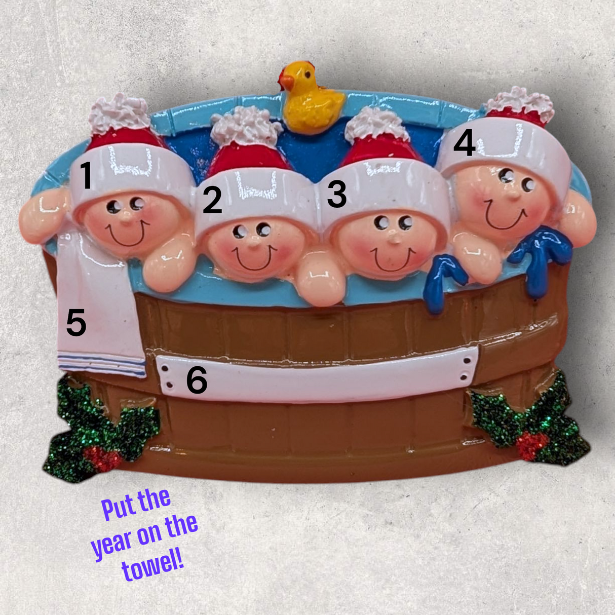 4 PEOPLE in a HOT TUB Ornament